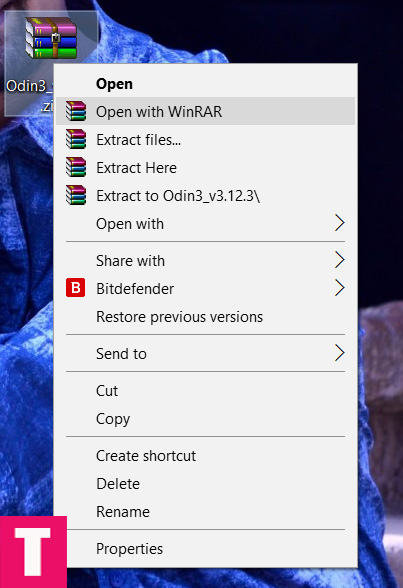 Unzipping / Extracting Odin Zip using Winrar