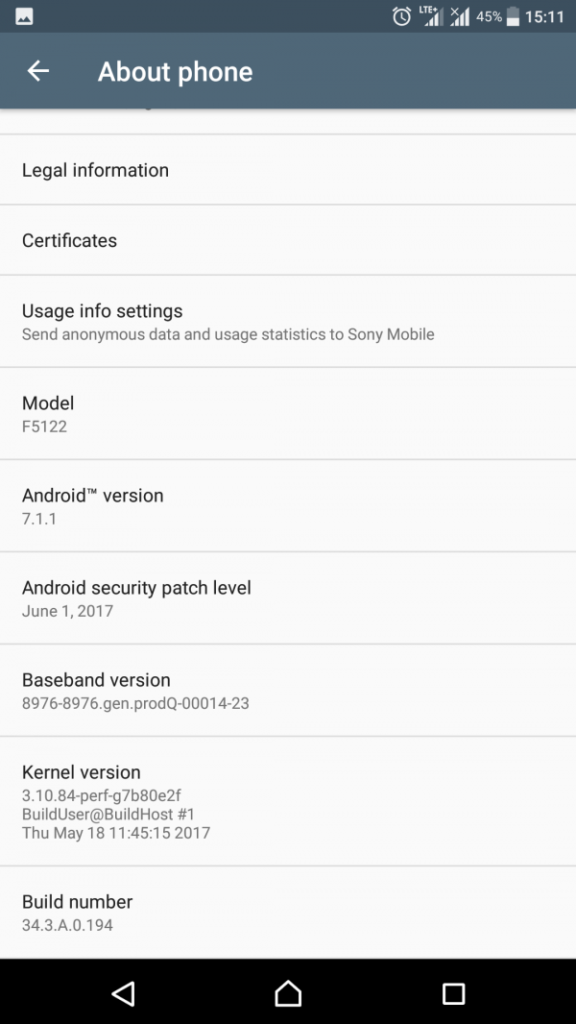 Xperia X Compact android 7.1.1 Update