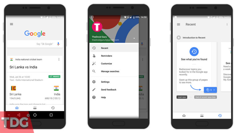 Access Recent Cards in Google App