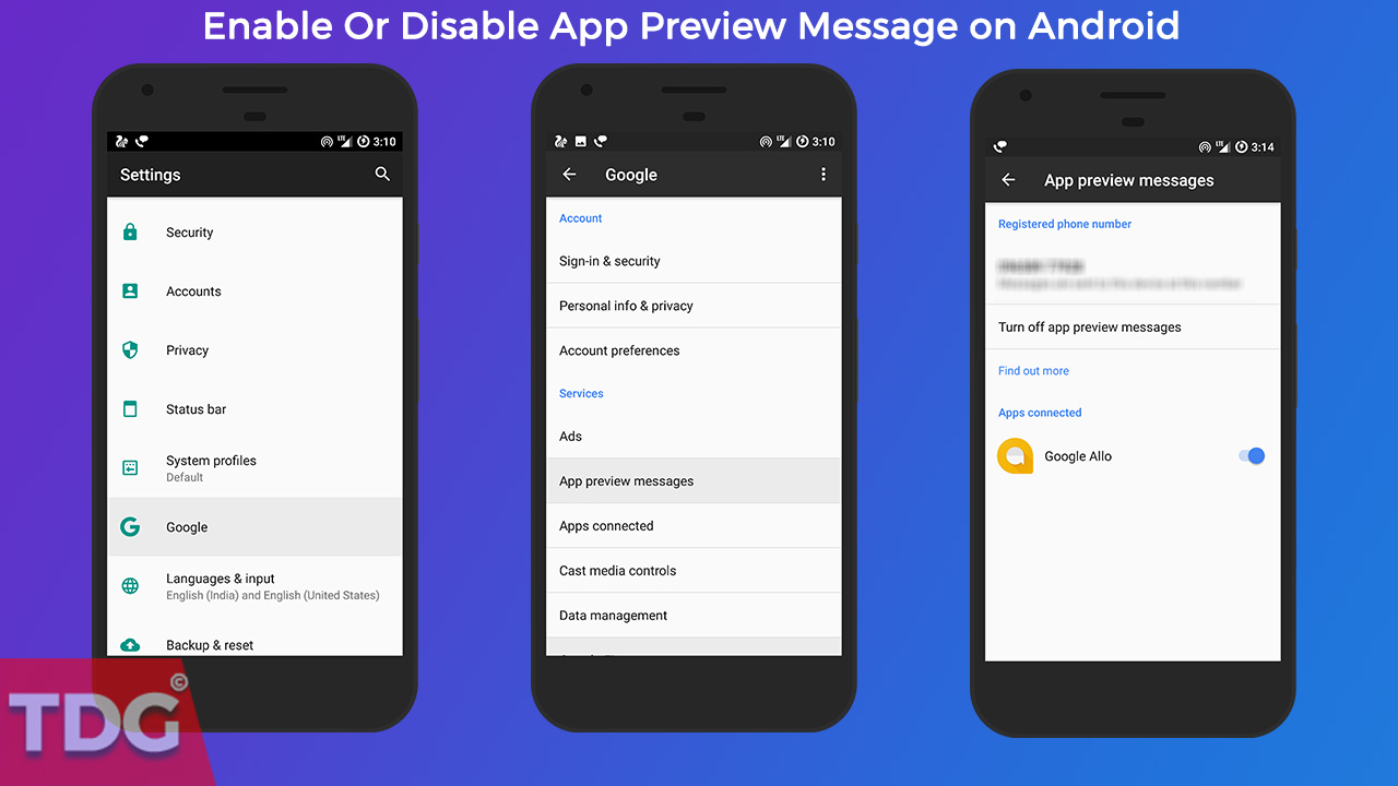 Enable Or Disable App Preview Message on Android
