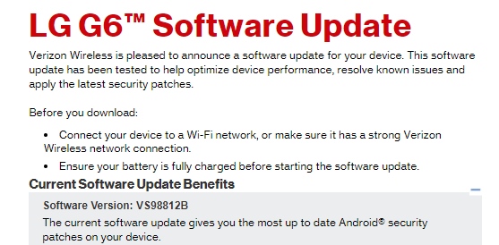 LG G6 update