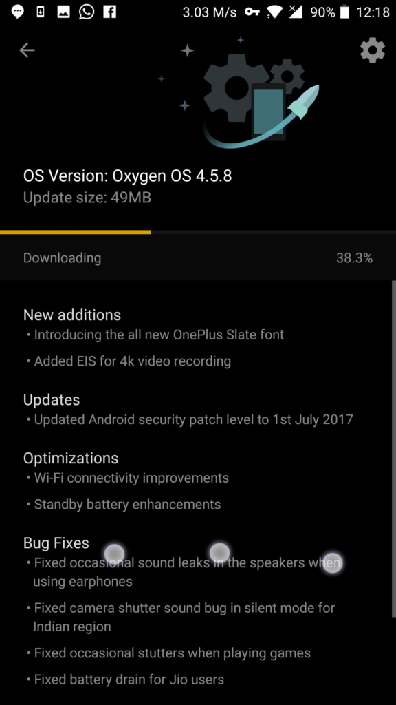 OnePlus 5 OxygenOS 4.5.8 Update