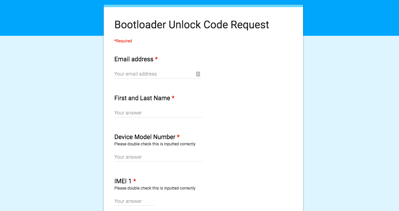 Honor/Huawei’s Bootloader Unlock Code Request Doc
