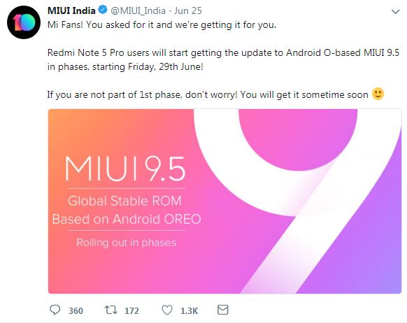 Xioami Redmi Note 5 Pro Gets MIUI 9.5 Global Stable ROM Based on Android Oreo