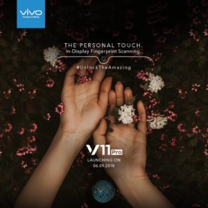 Vivo V11 Pro smartphone teased to launch on September 6 with In-Display Fingerprint Scanner and Halo FullView Display