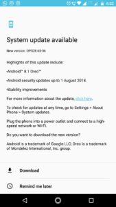 Moto G5 Plus Oreo Update