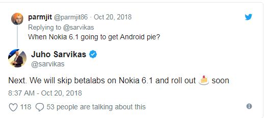 Nokia 6.1 handset will receive Android Pie soon, could skip Nokia Beta Labs process