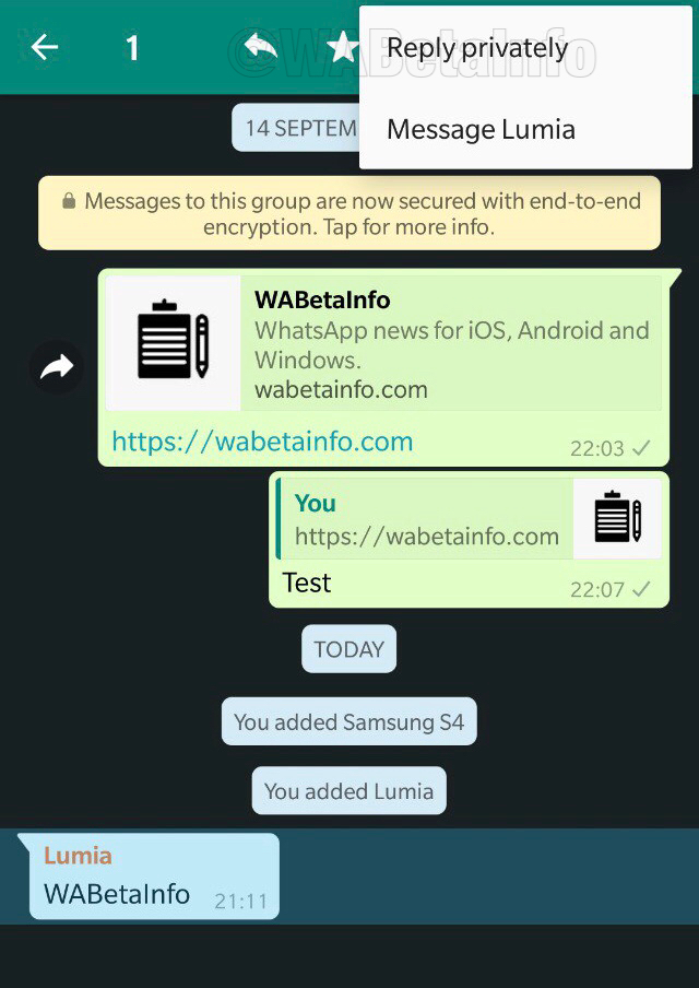 WhatsApp Beta rolling out private reply feature in group chats
