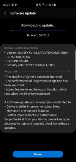 Samsung started rolling out first Galaxy S10 firmware update